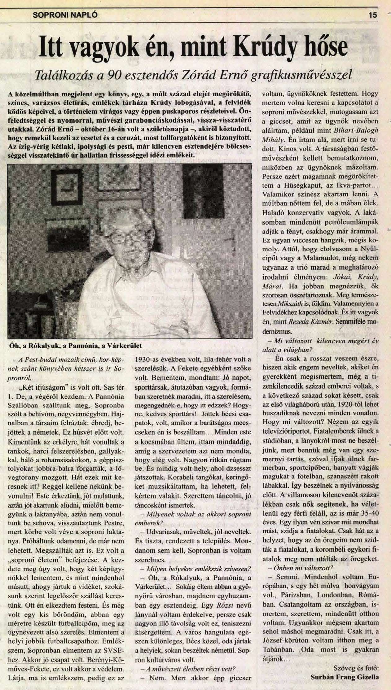 Itt vagyok én, mint Krúdy hőse